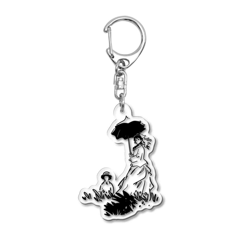 山形屋米店のクロード・モネ「日傘をさす女」 Acrylic Key Chain