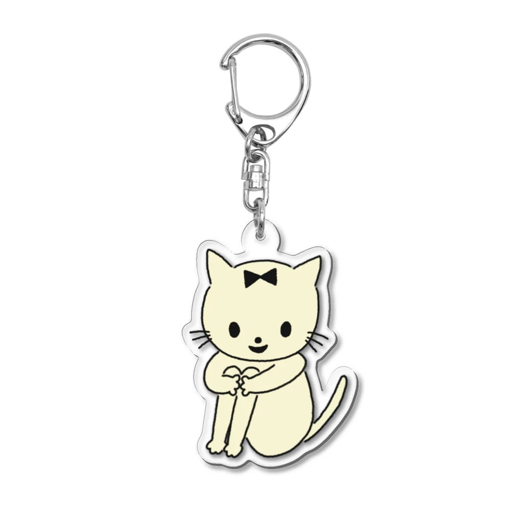 Futakawa Mayuのグッズショップのねこちゃん　クリーム アクリルキーホルダー