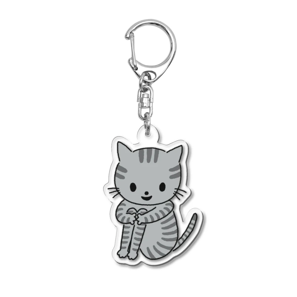 Futakawa Mayuのグッズショップのねこちゃん　グレー　トラ アクリルキーホルダー