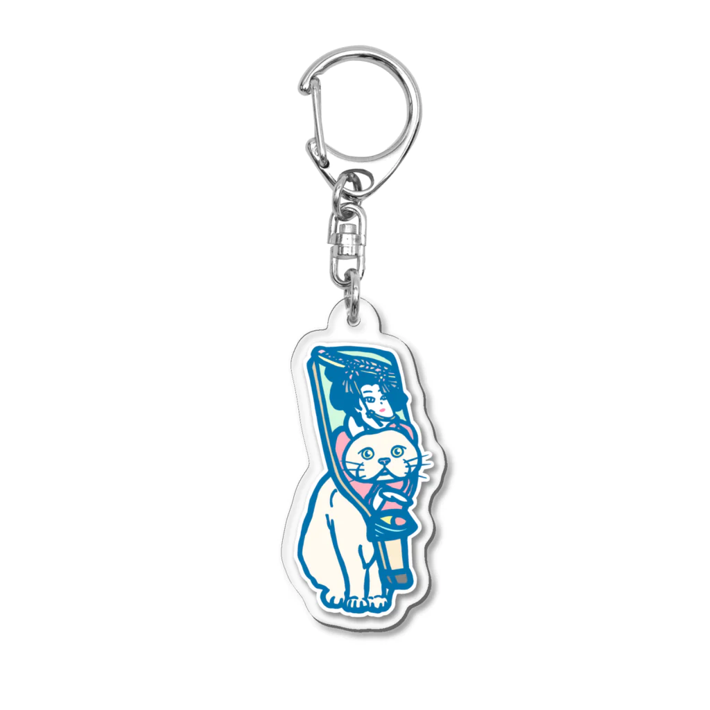 pipippuの羽子板猫 Acrylic Key Chain