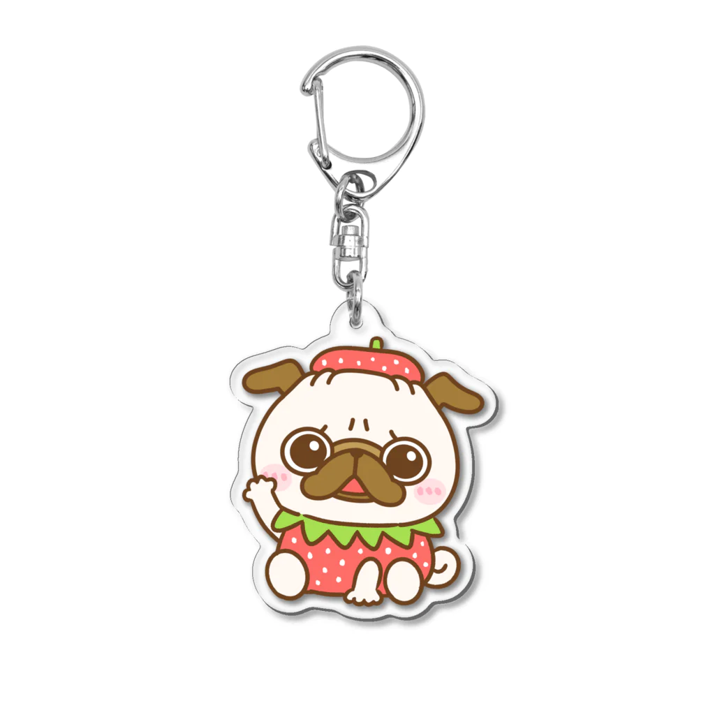 パグちゃんの栃木のいちごパグちゃん Acrylic Key Chain