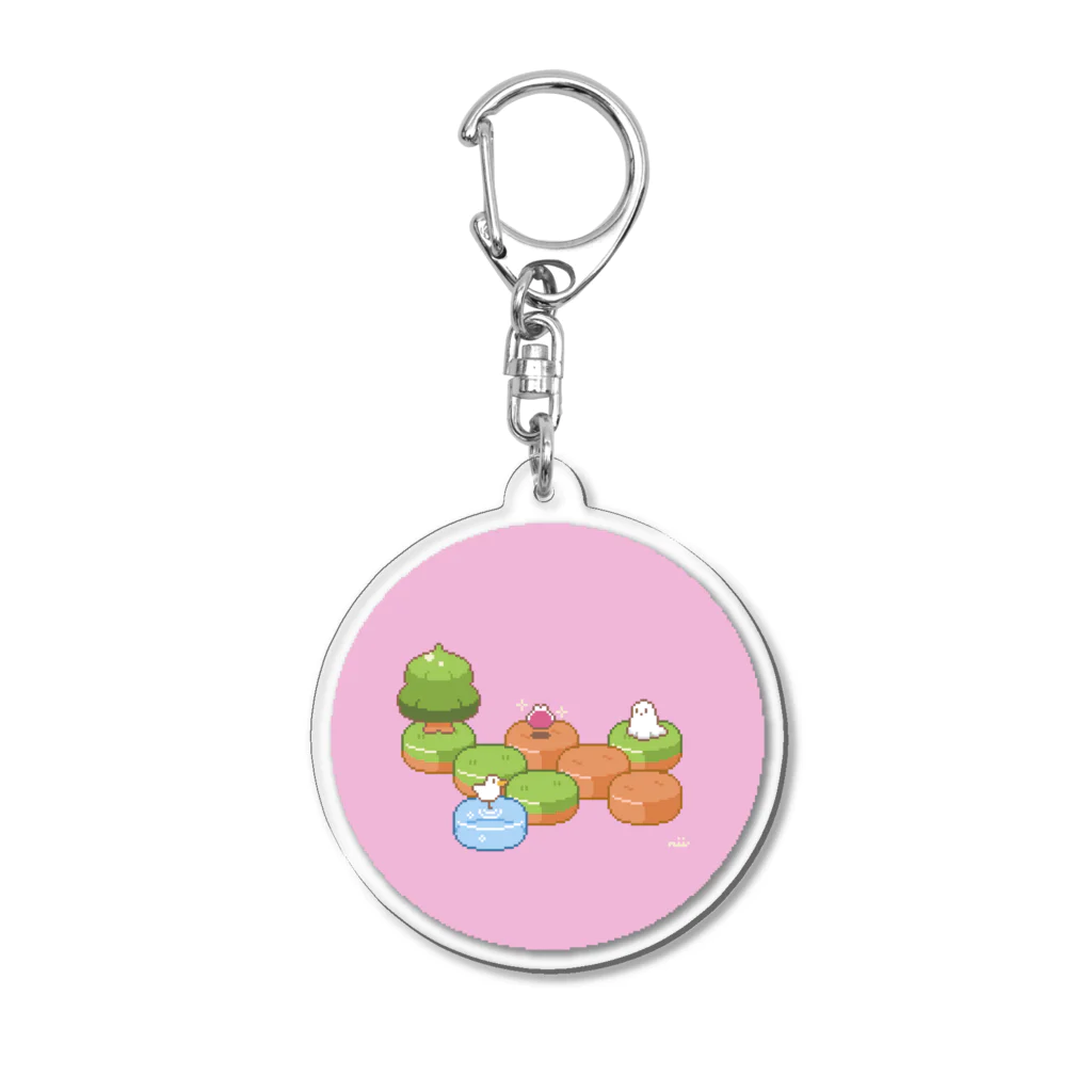 ドット絵　まゆ子の丸いマップ Acrylic Key Chain