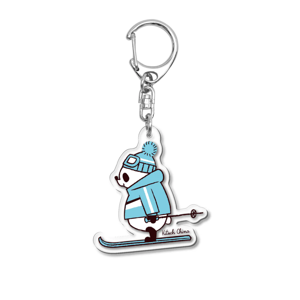 キッチュのスポーツパンダ　スキー Acrylic Key Chain