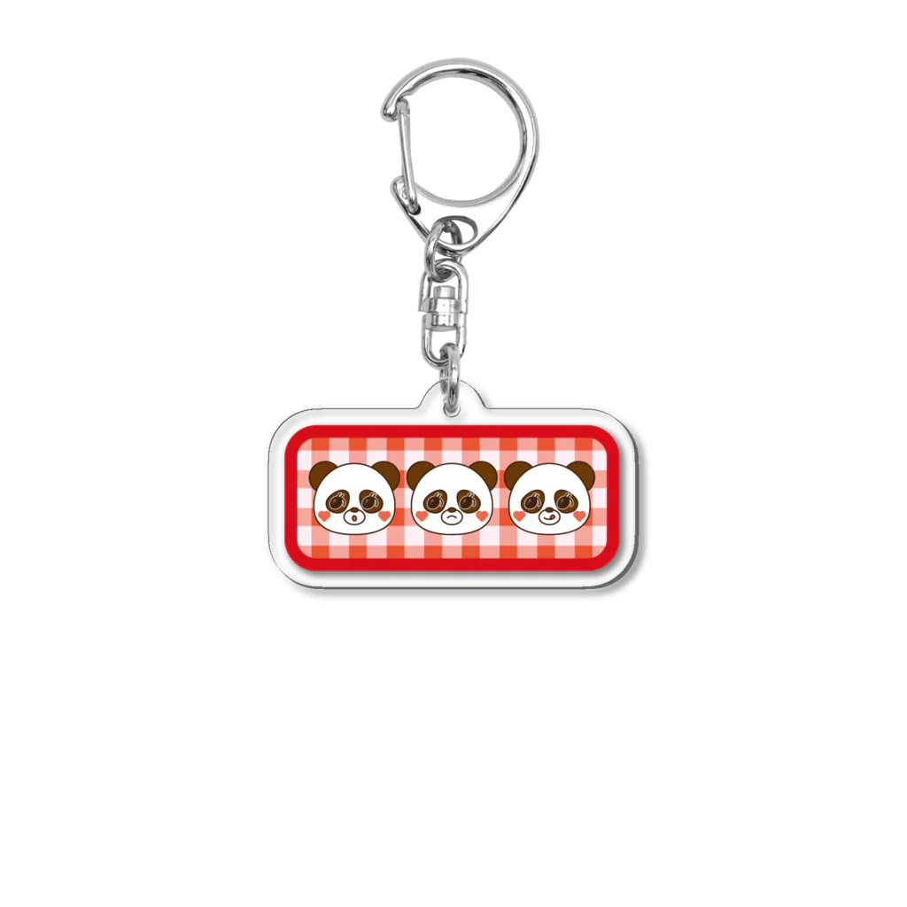 きっちゃんのときめきショップのパンダちゃんとギンガムチェック(赤) Acrylic Key Chain