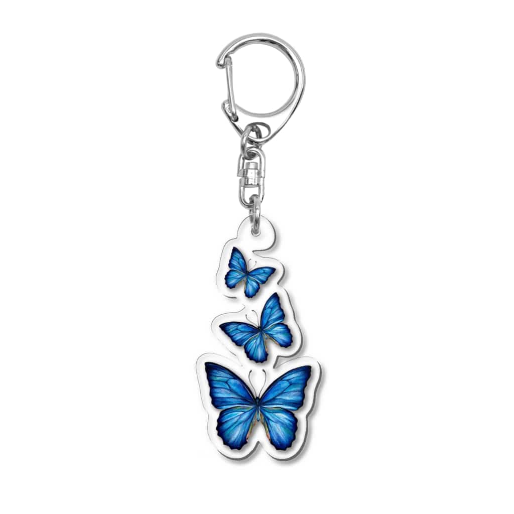 ３羽の青い蝶 Idumi Artのアクリルキーホルダー通販 Suzuri スズリ