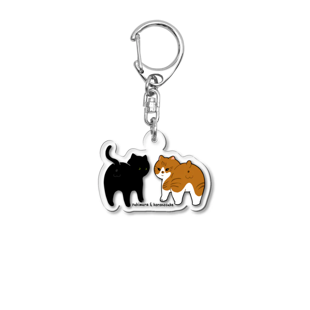 猫ねこママどんぐりのゆきころふりむき Acrylic Key Chain