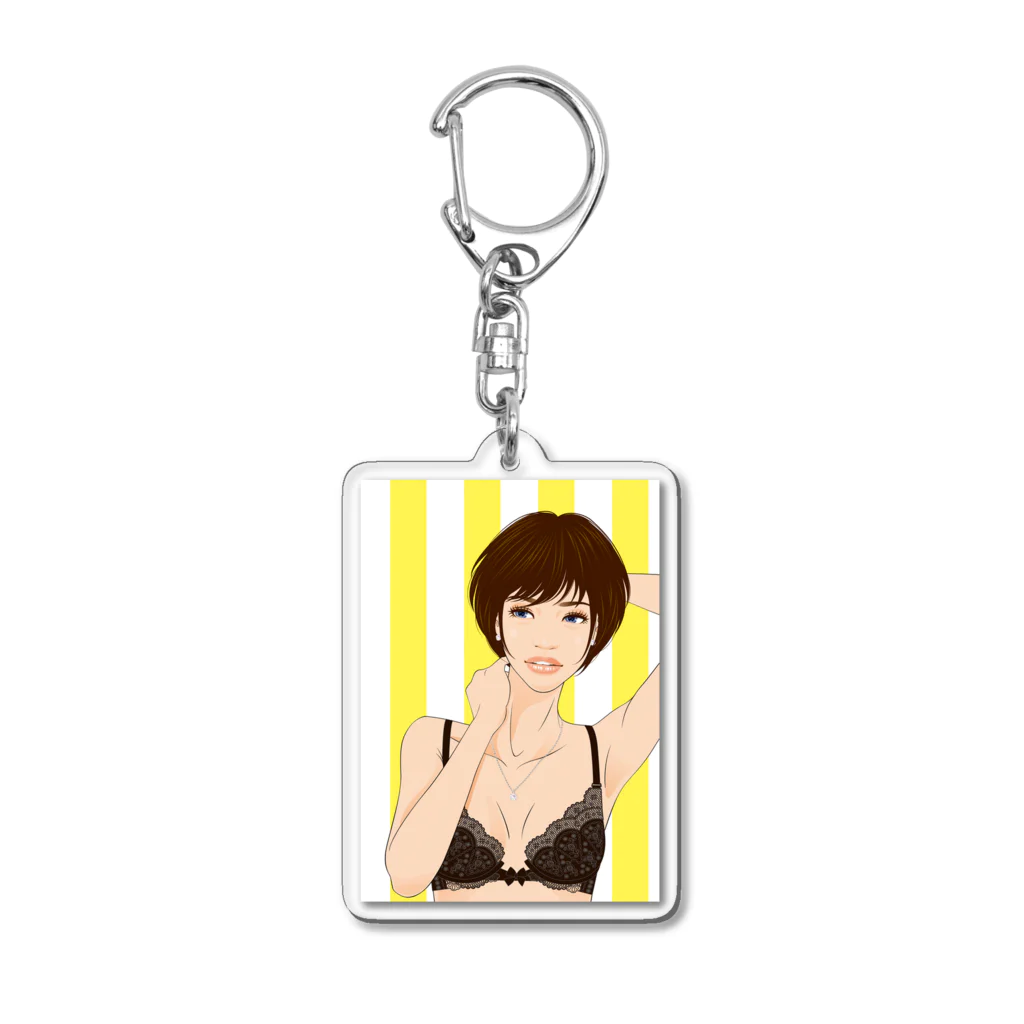 Shigenori Negishi Illust ShopeのGirls In Black (B-UP) Acrylic Key Chain