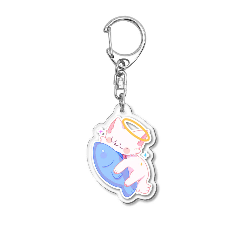 ちょこっぷのお魚大好きねこまるくん Acrylic Key Chain