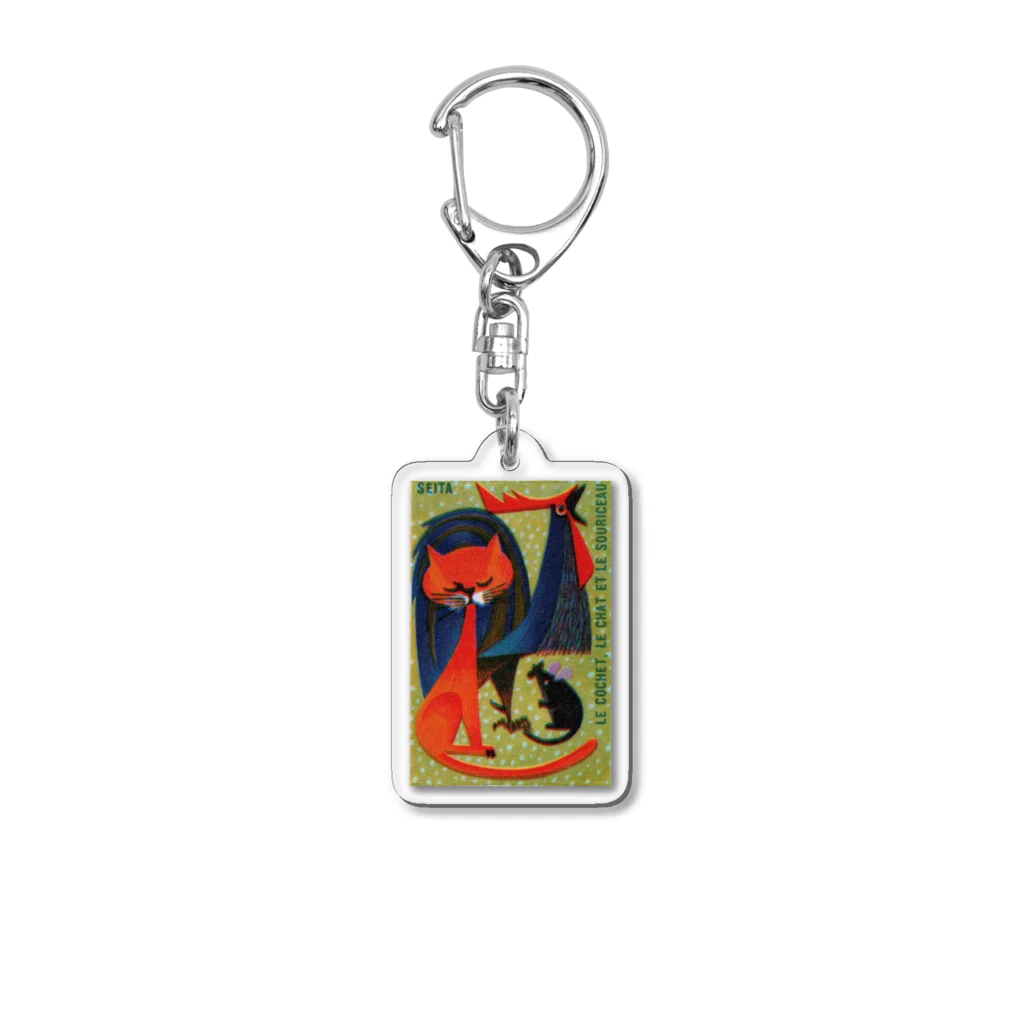 YS VINTAGE WORKSのフランス　絵本　キツネ、ネズミ、雄鶏、 Acrylic Key Chain