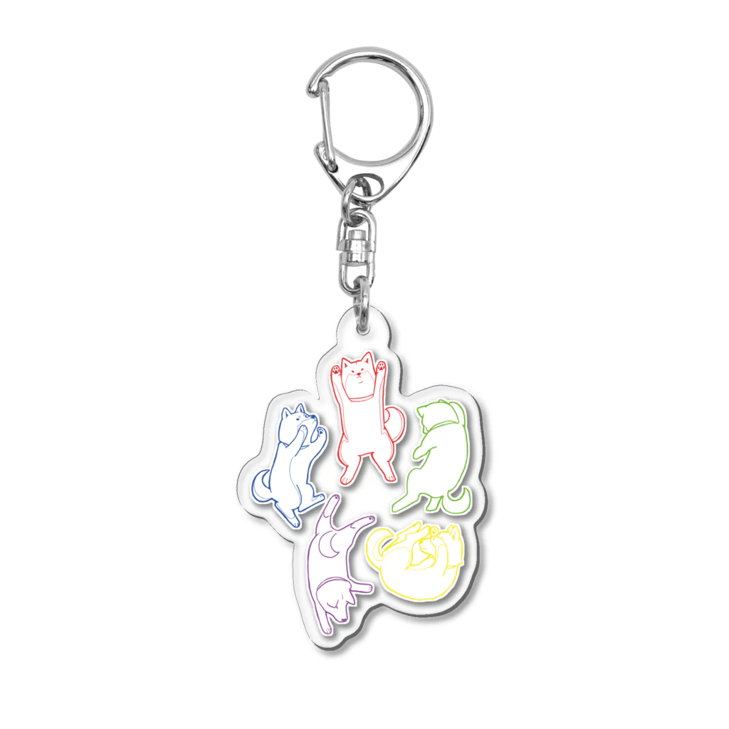 ちゃちゃまるふどーさんのダンシング柴くんズ(輪っか) Acrylic Key Chain