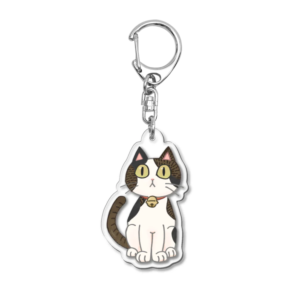 ちゃちゃまるふどーさんのおすわり三毛ちゃん Acrylic Key Chain