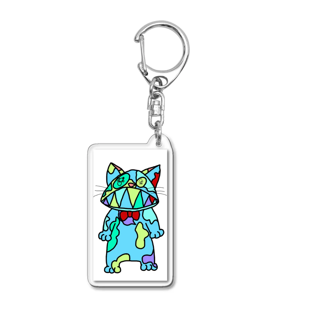 でくの族・わくてかショップのゾンビジッパーにゃんこの全身絵アクキー Acrylic Key Chain