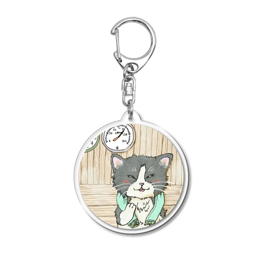 ミャムミャムマナコのうっとりサウナにゃんこ Acrylic Key Chain