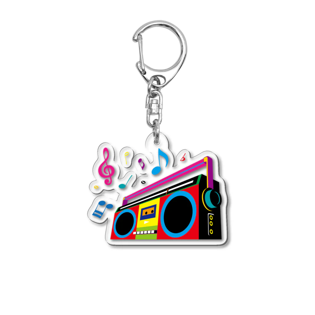 kimchinのカラフルでレトロなラジカセのデザイン Acrylic Key Chain