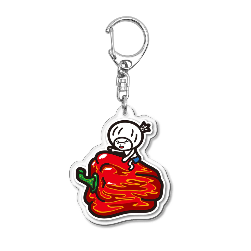 きくのらくがきの赤パプリカときく Acrylic Key Chain