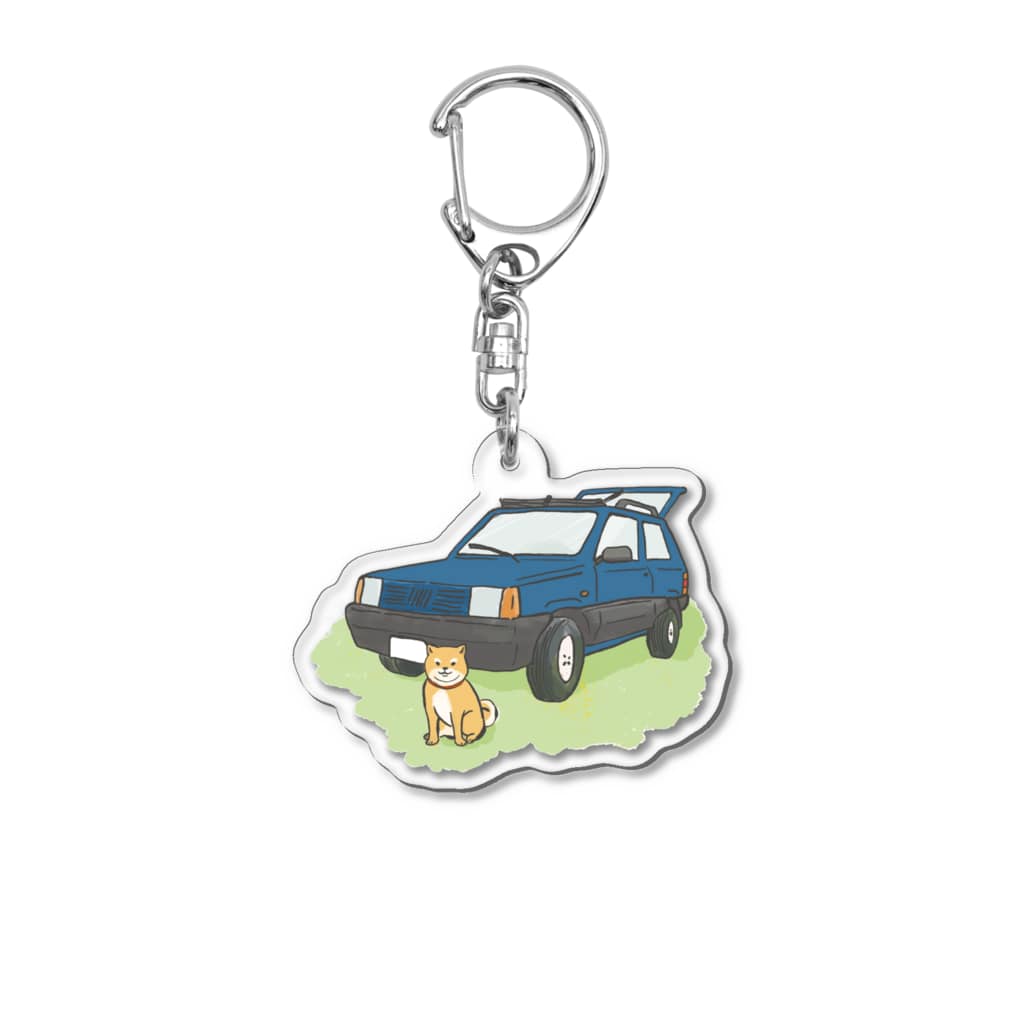 pandaticsの【青】ぱんだといぬ Acrylic Key Chain