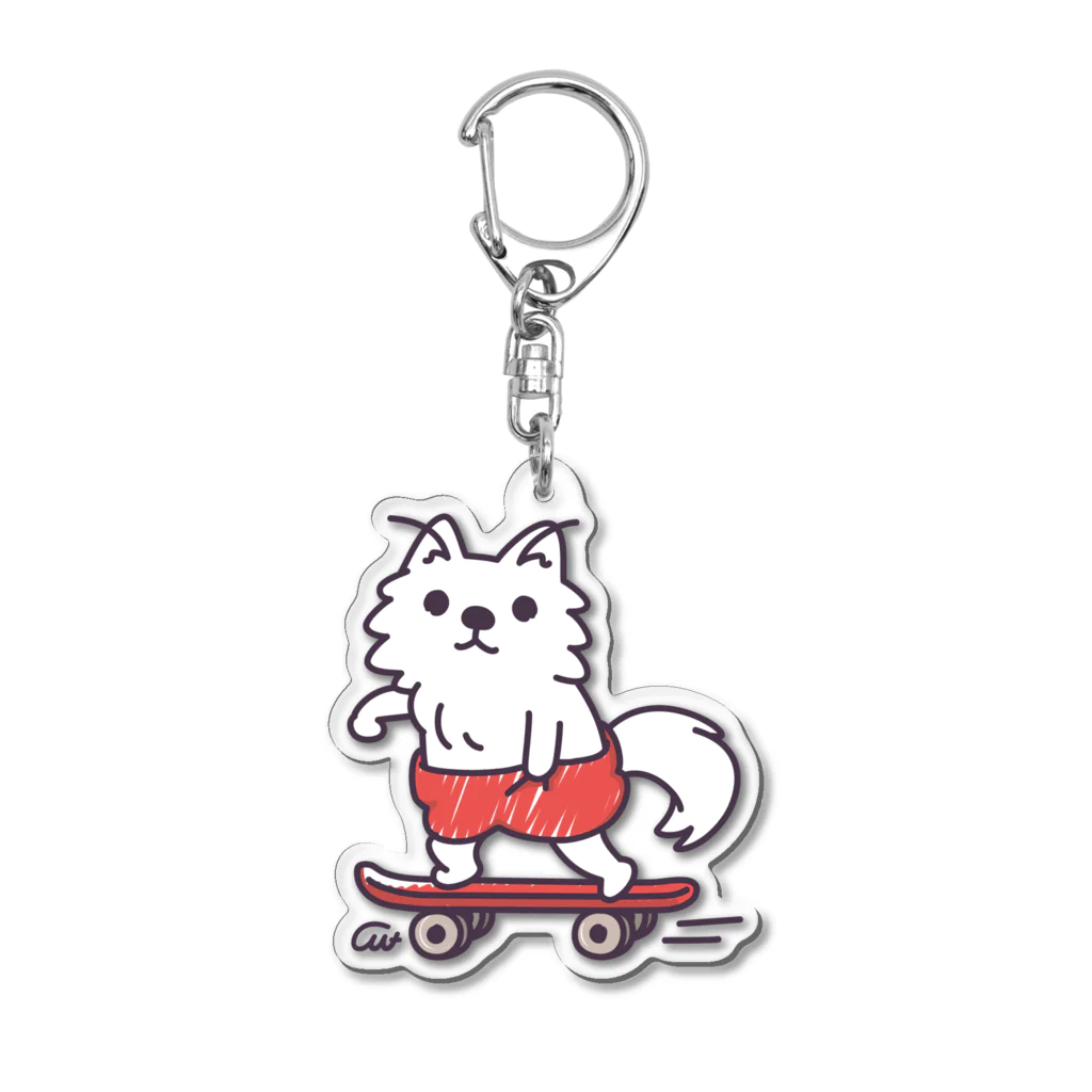 イラスト MONYAAT の赤ぱんポメラのスケボー*ak*st Acrylic Key Chain