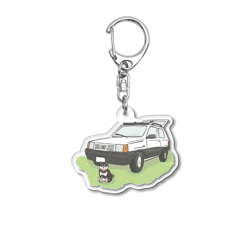 pandaticsの【白】ぱんだと黒柴 Acrylic Key Chain