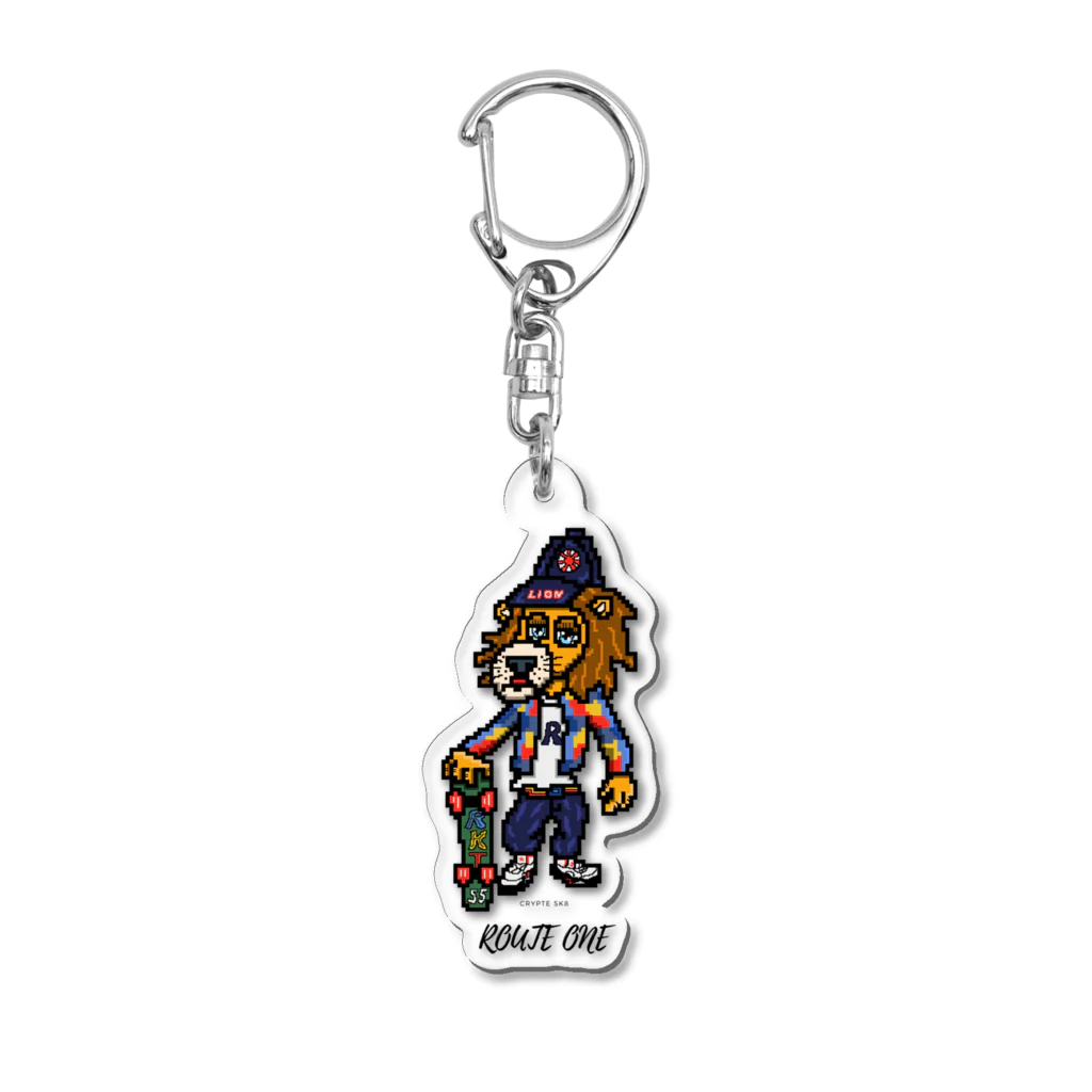 oekaki/ROUTE ONEのライオンとスケボー Acrylic Key Chain