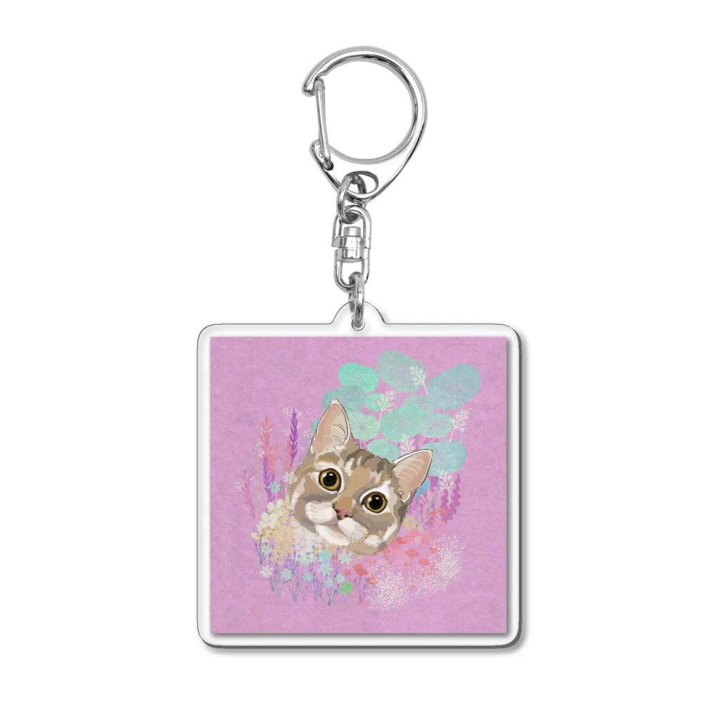 みきぞーん｜保護猫 ミッキー画伯と肉球とおともだちのlizu ×　お花畑 Acrylic Key Chain