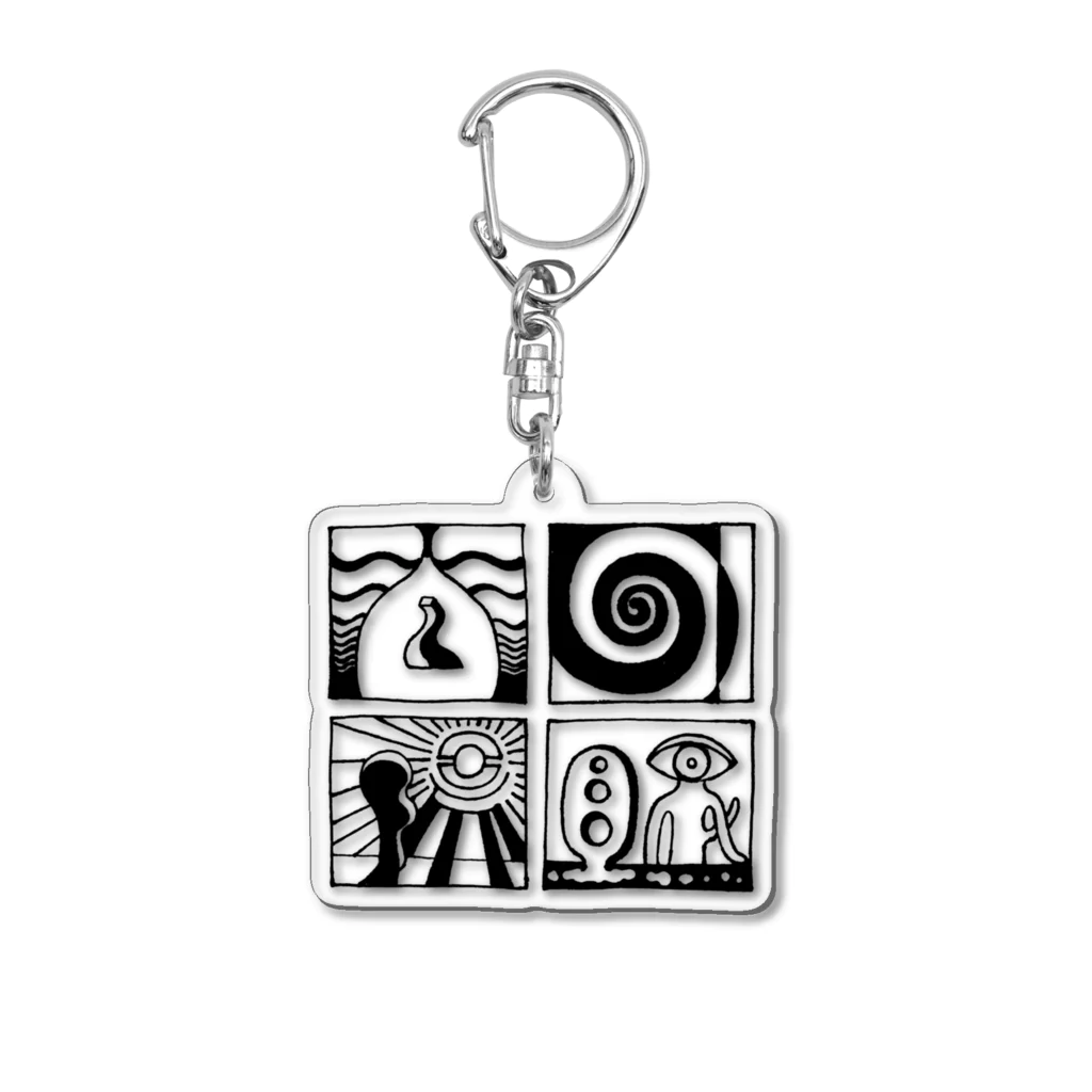太陽の眼の太陽の眼 文字絵(黒/前面) Acrylic Key Chain