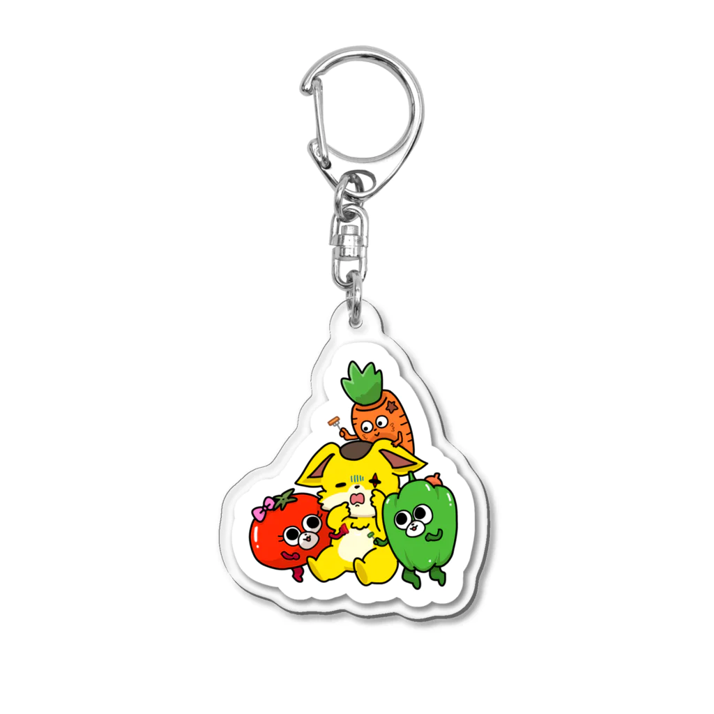 まさしが年収1000万円を目指すショップのお野菜とスパンキー Acrylic Key Chain