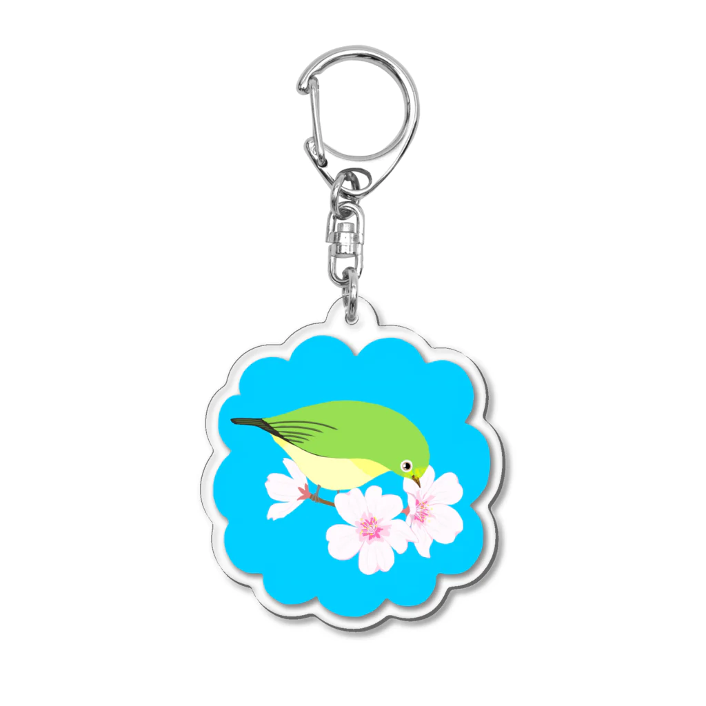 LalaHangeulの桜とメジロさん Acrylic Key Chain