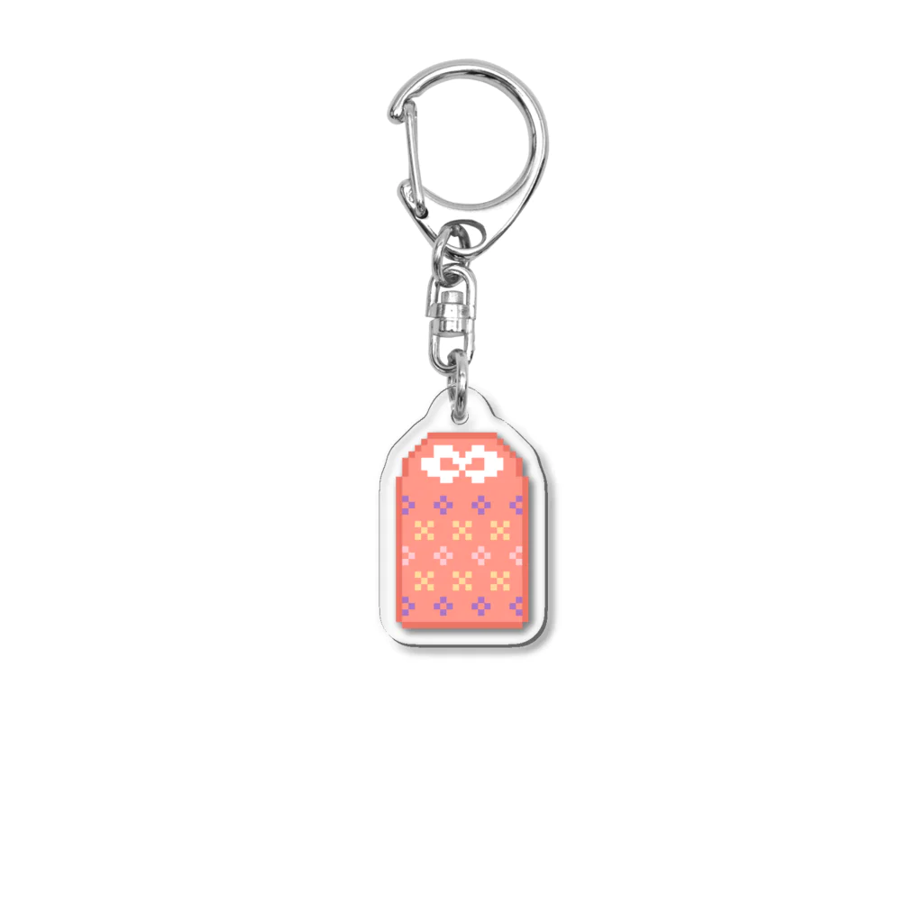 動物好きのドット絵お守り　赤 Acrylic Key Chain