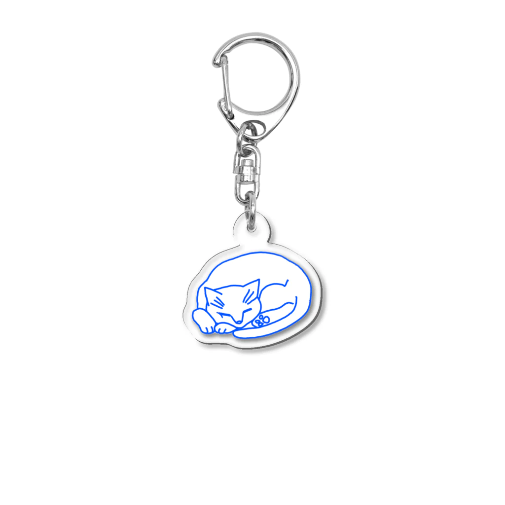 くものいとの丸まって眠る猫 Acrylic Key Chain