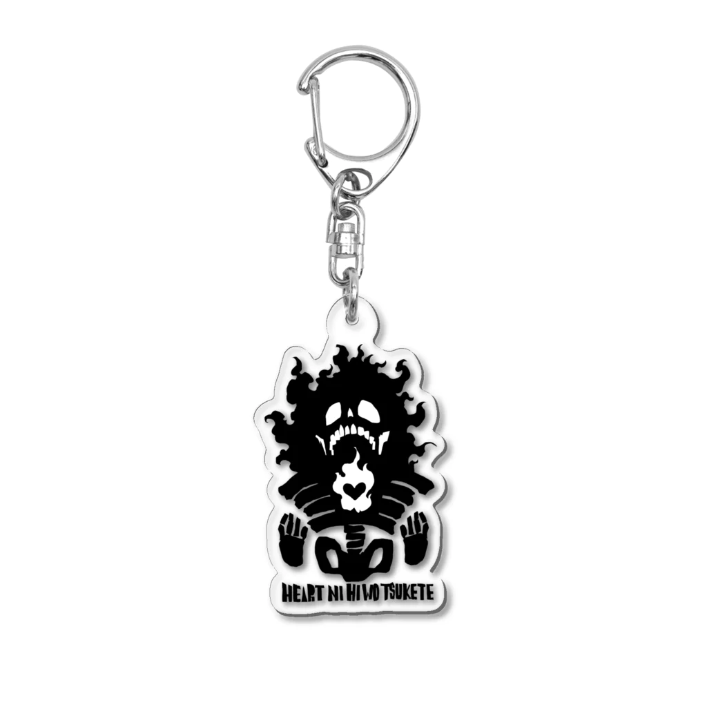 白黒灰脂オリジナルイラストグッズSHOP『熊猫動物園』のHEART NI HI WO TSUKETE Acrylic Key Chain