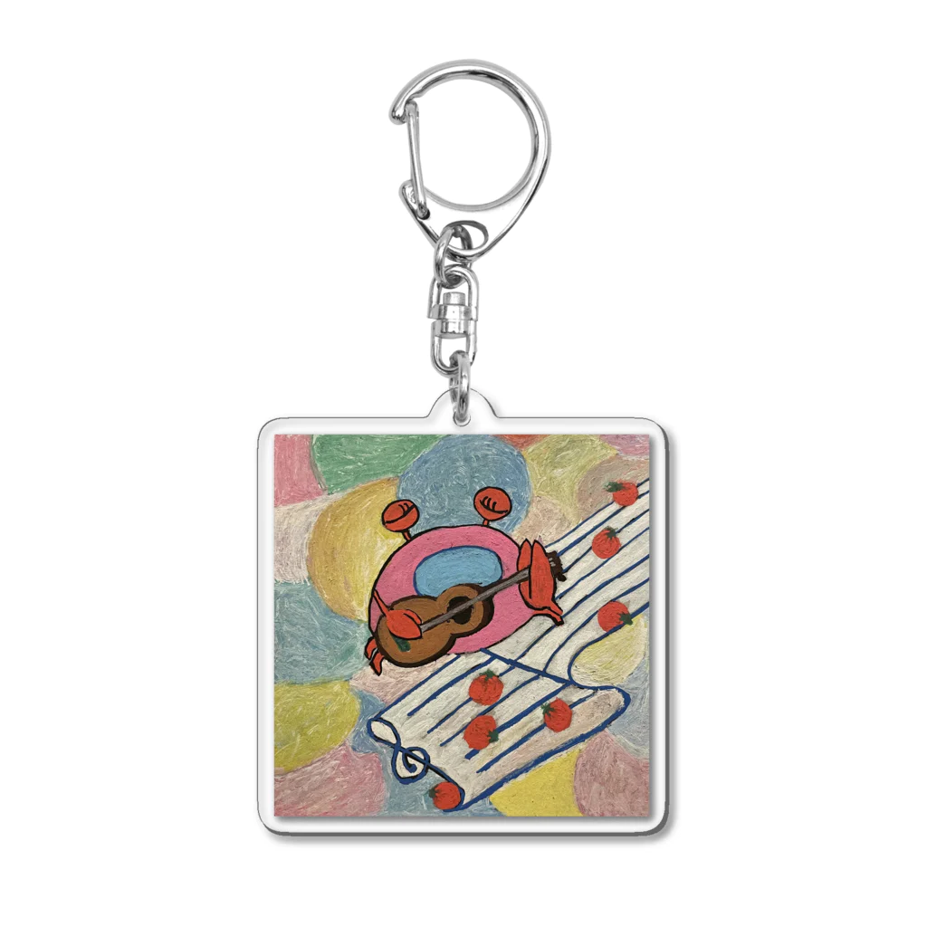 dog walk hit stickのトマトとカニ Acrylic Key Chain