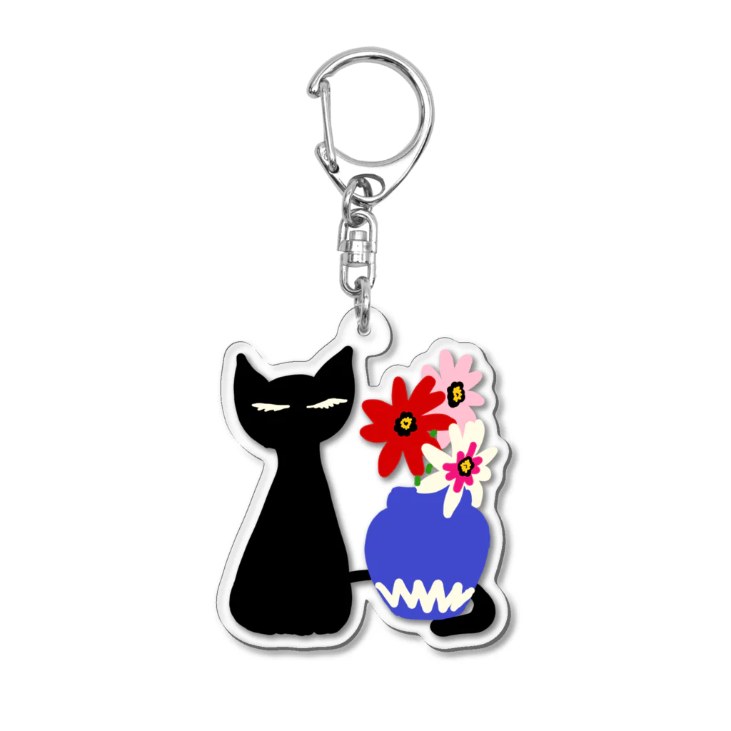 レモンスカッシュの泡の猫とガーベラ Acrylic Key Chain