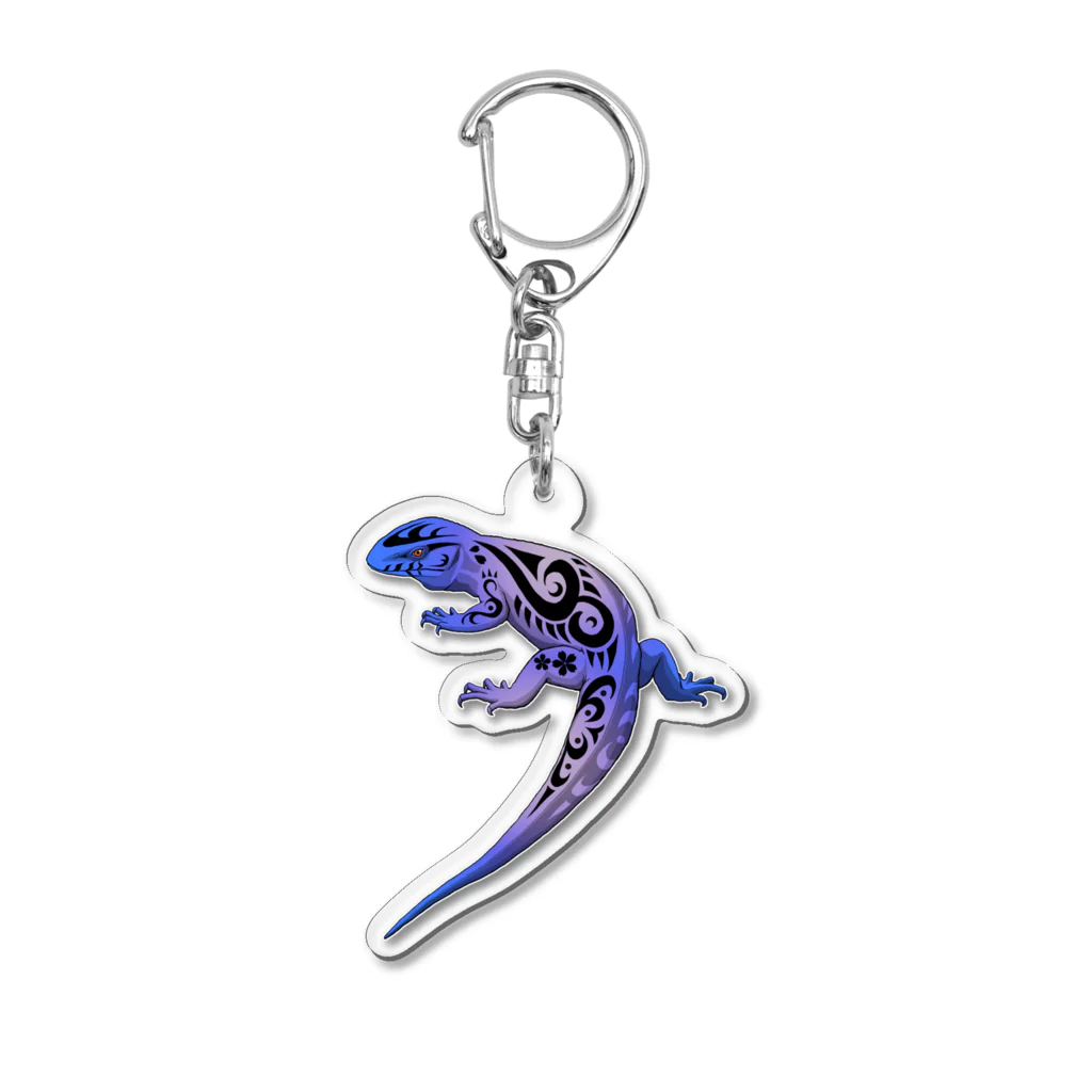 箱庭金魚❀暁姫のトライバル サバンナモニター 青系 Acrylic Key Chain