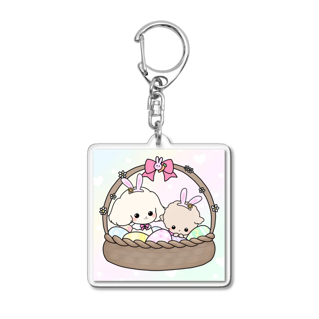 pote©o*  ハンドメイドドッグウェアの風香ちゃん涼香ちゃんイースターバージョン Acrylic Key Chain