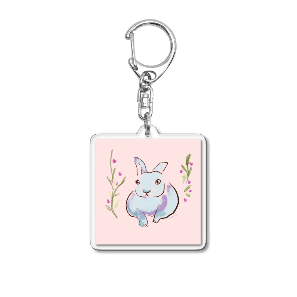 うさぎ雑貨屋maccoのお花好きのうさぎさん Acrylic Key Chain