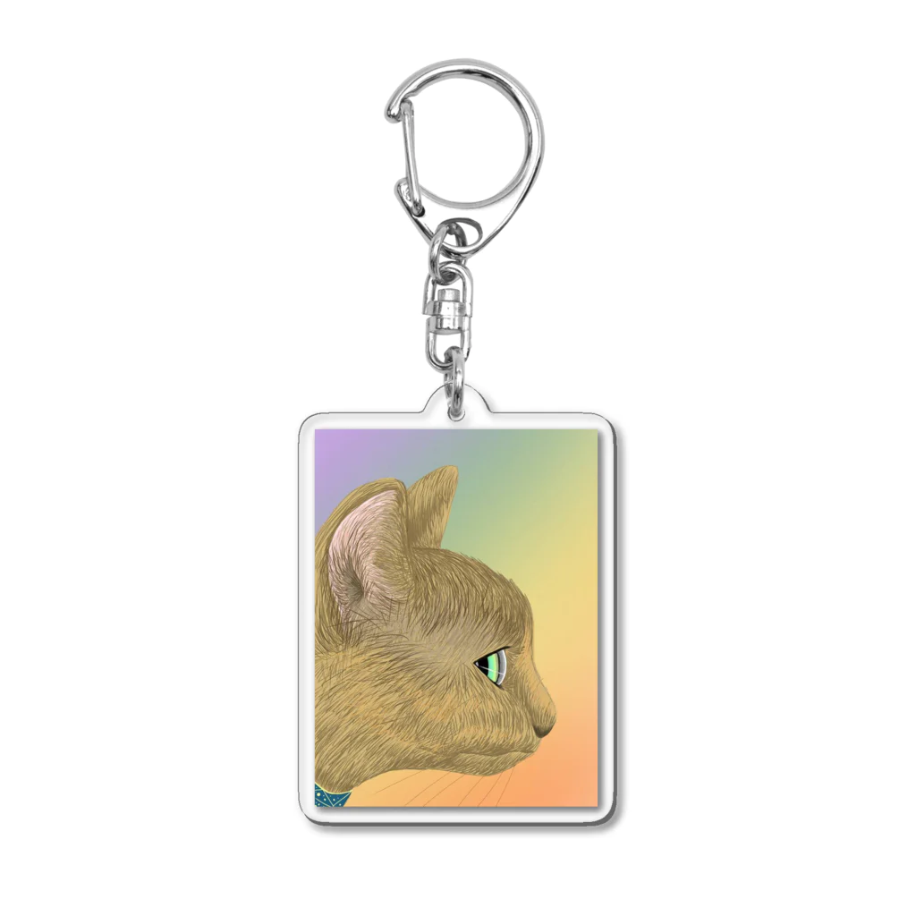 理絵のねこ 虹色 Acrylic Key Chain