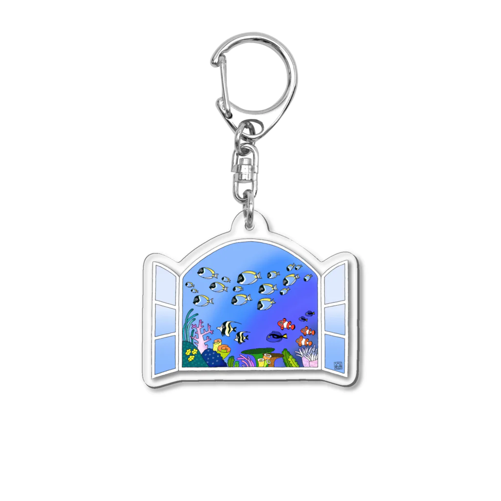 栗坊屋のパウダーブルーが泳ぐ海 Acrylic Key Chain