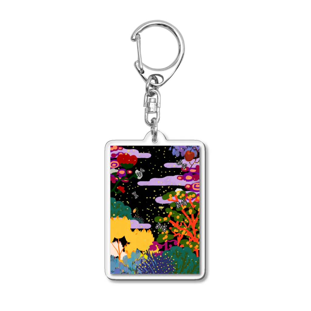 Marikoのサイケデリックフラワータウン Acrylic Key Chain