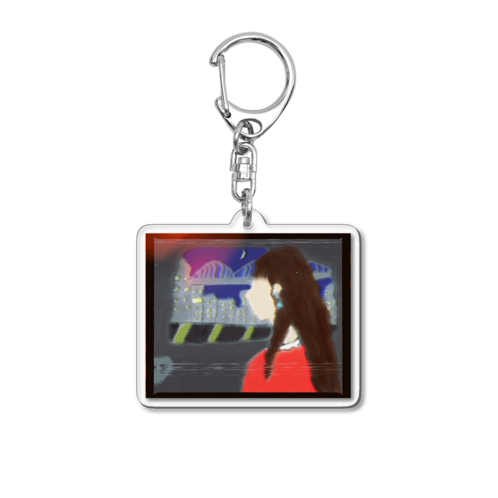 Caf'Emodeの都市ポップ美術館 Acrylic Key Chain