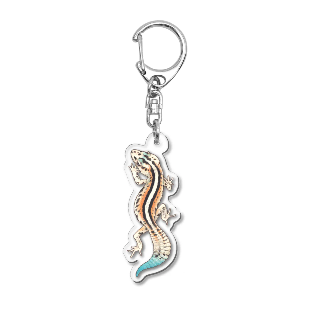 SHIMASATOMIのレオパードゲッコー　白 Acrylic Key Chain