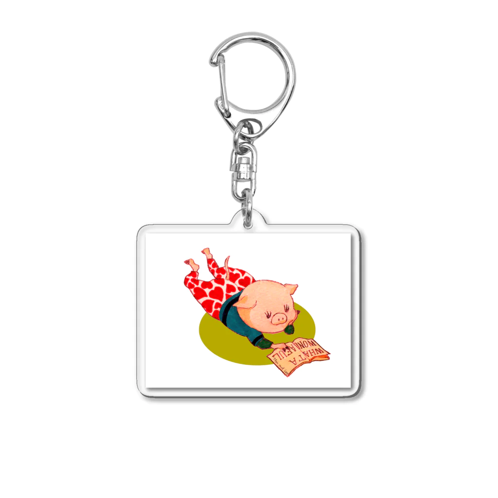 Mow and Leeのりあるぶたさん『book』 Acrylic Key Chain