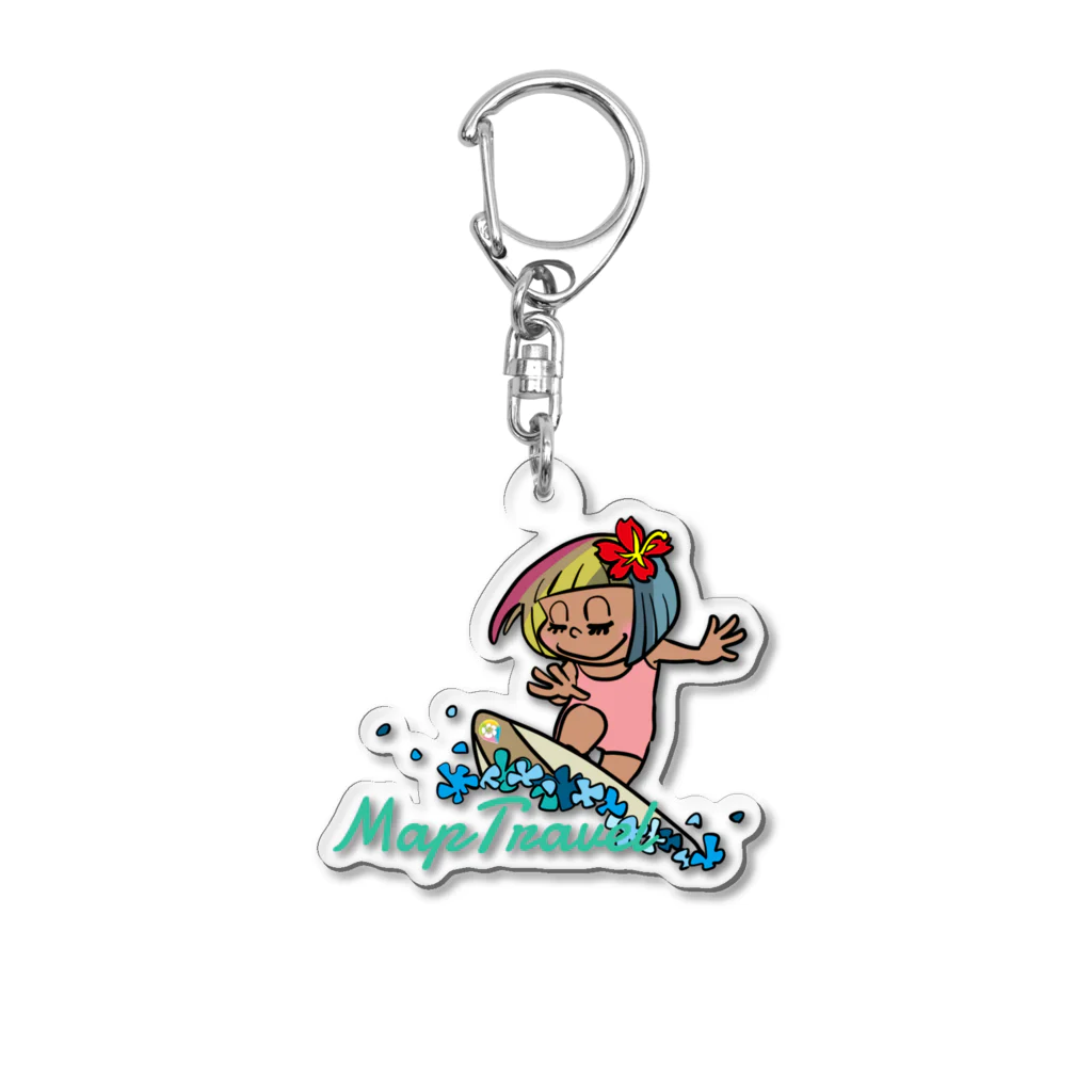 ハワイが大好きな女の子『HENOHENO MAPPY』のHHM.SURFRIDER（MapTravel Ver.） Acrylic Key Chain