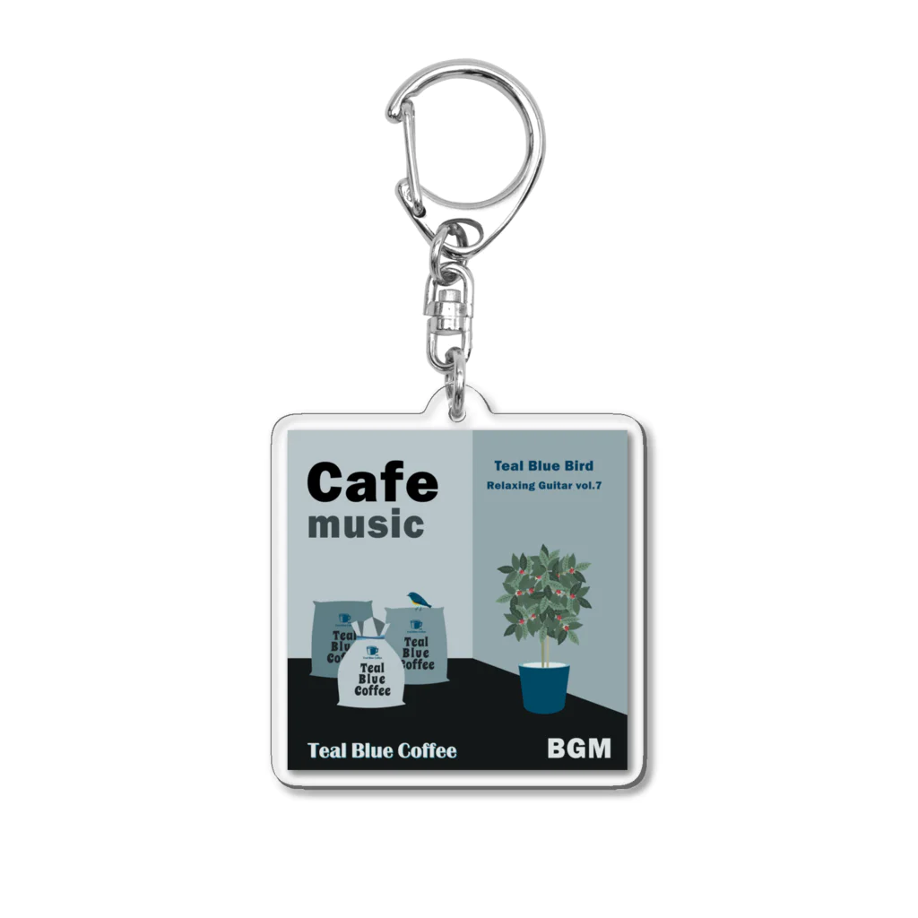 Teal Blue CoffeeのCafe music - Teal Blue Bird - Acrylic Key Chain