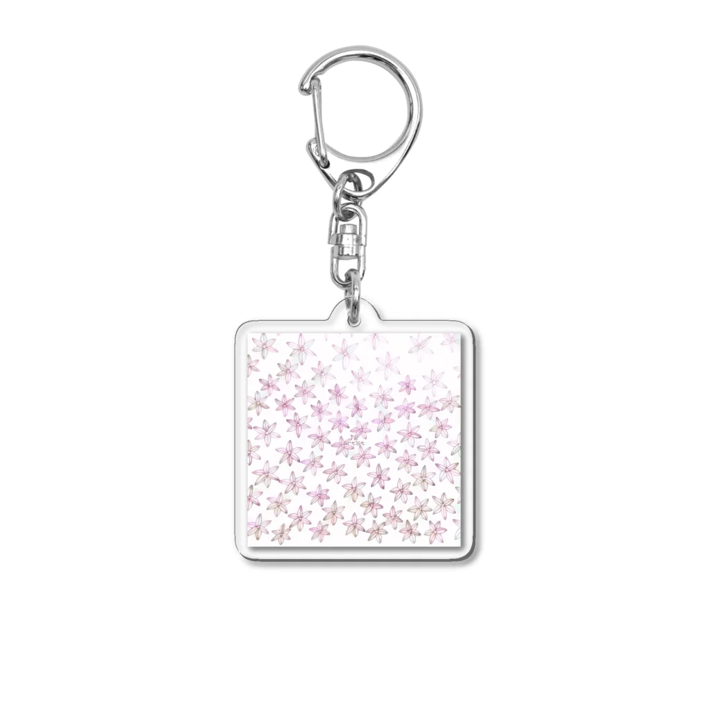 【ホラー専門店】ジルショップの手描き＊ピンクのハナニラ＊イラスト Acrylic Key Chain