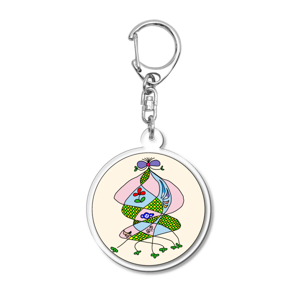 MizuHoイラストショップの傘風植物模様 Acrylic Key Chain