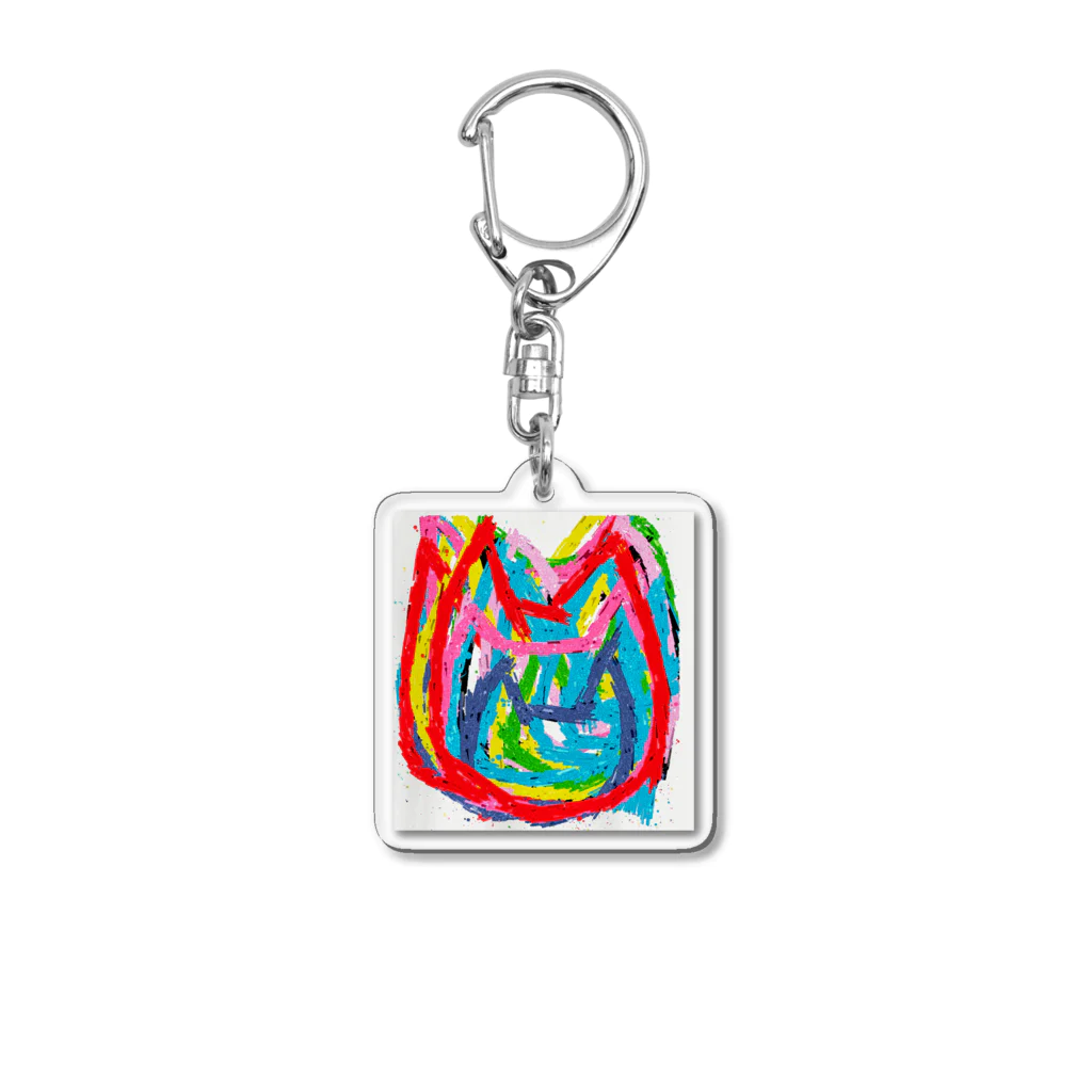 薫　CHERRYSTONE　猫眼石検定のにゃんちゃんチューリップ　 Acrylic Key Chain