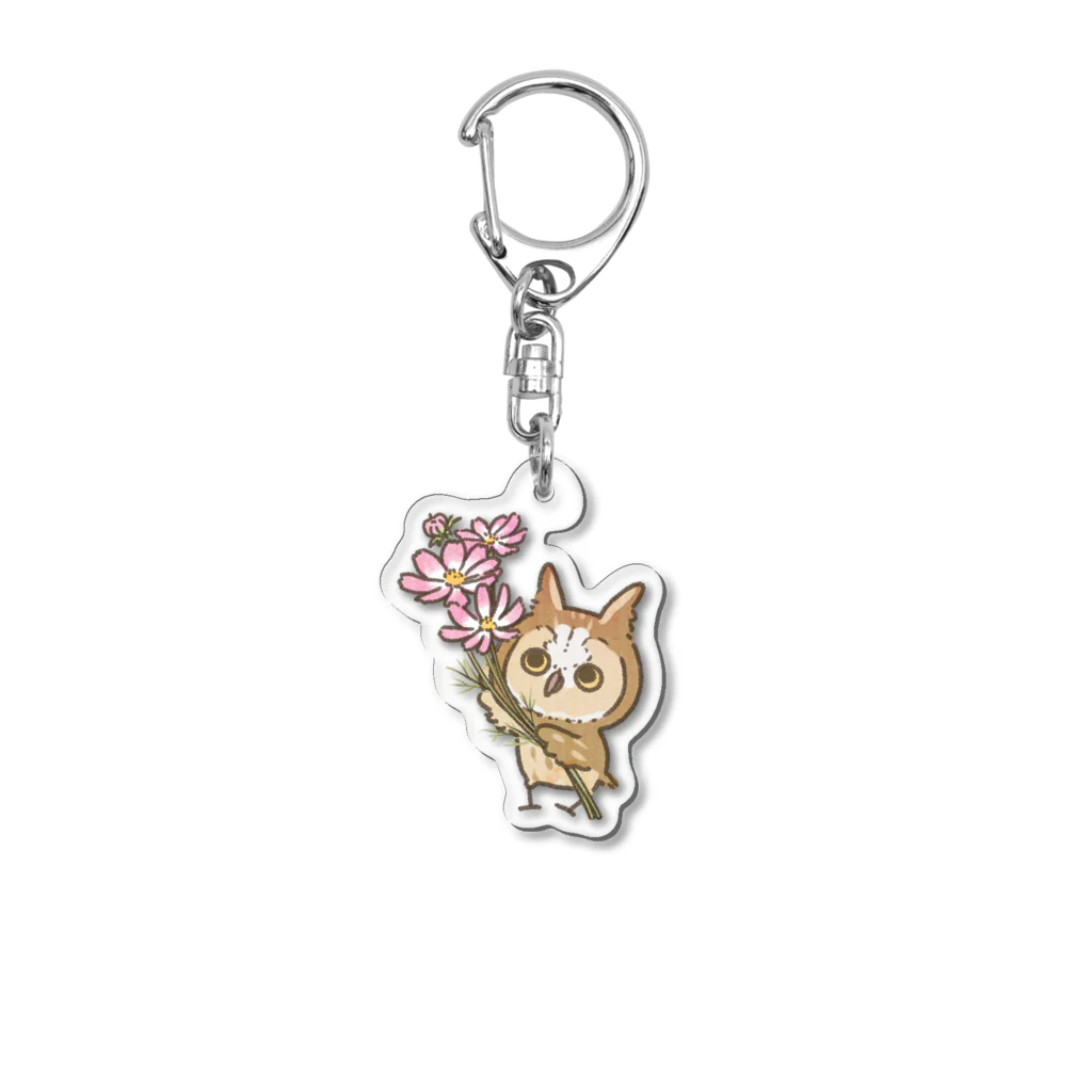 mokumokukのトラフズクとコスモス Acrylic Key Chain