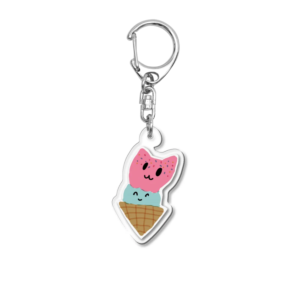 ねこイチゴのお店のアイスねこ Acrylic Key Chain