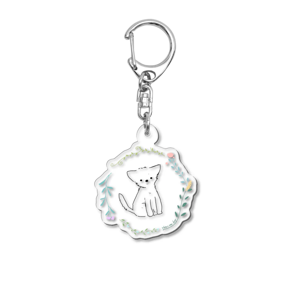 のげしのうちのいぬくんとおはな verクリア Acrylic Key Chain