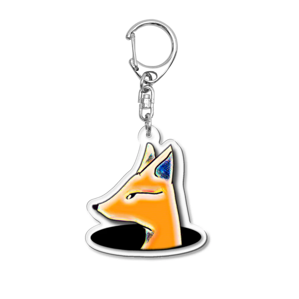 LalaHangeulの穴からひょっこり狐さん Acrylic Key Chain